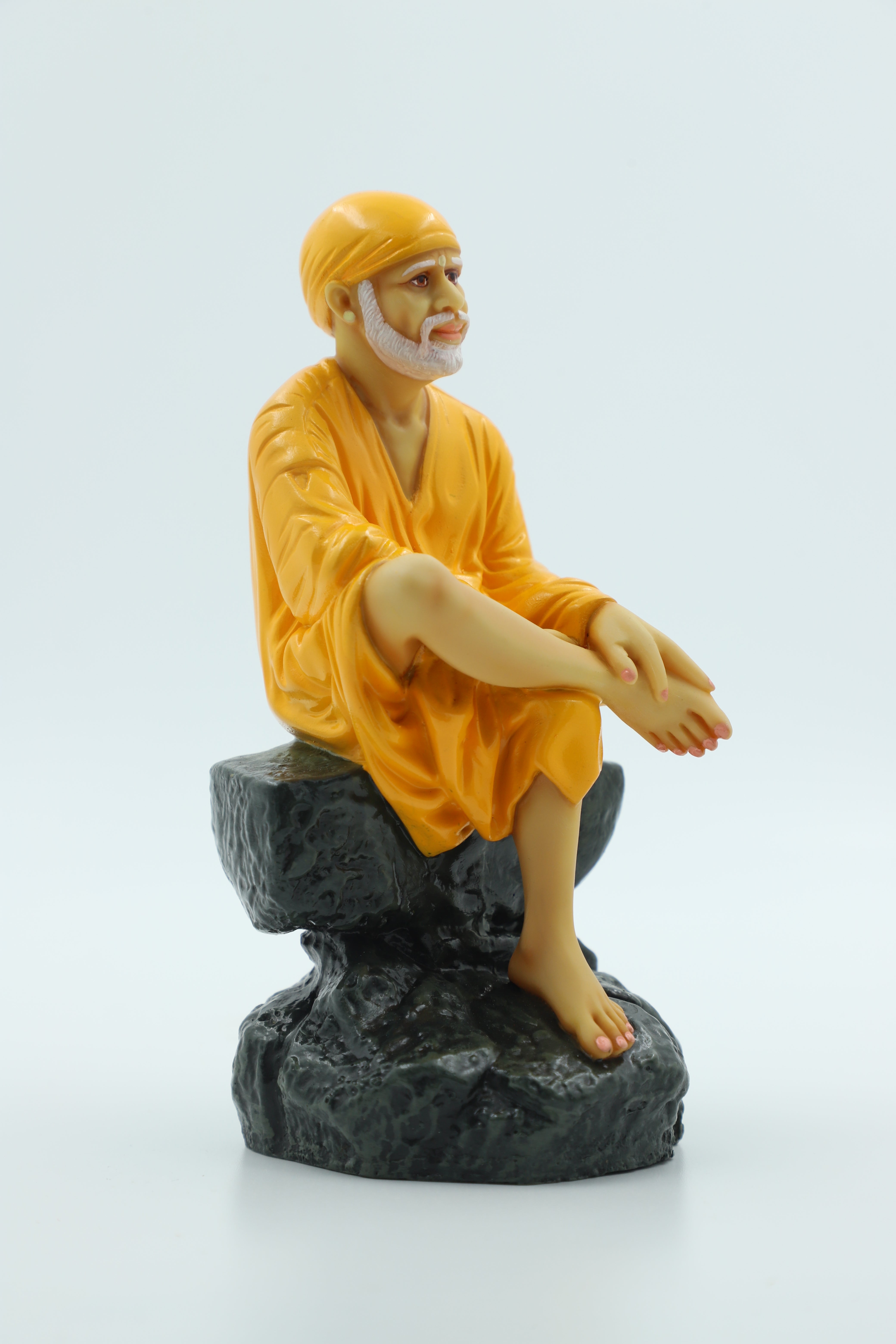 ✨Hemant art Shirdi Sai Baba Idol,Statue,Murti Sitting On Stone Resin Fiber Statue - 6.5 Inche