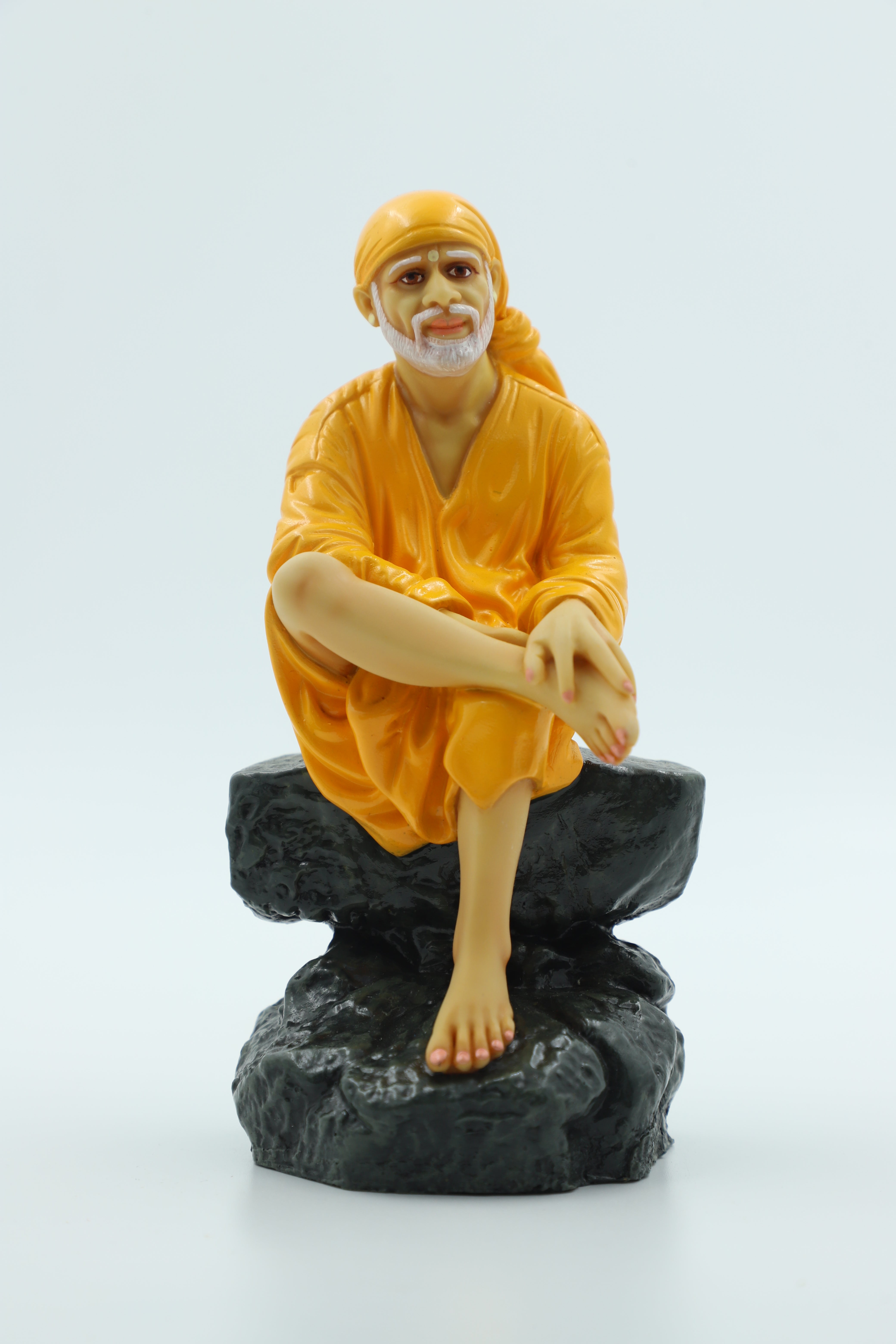 ✨Hemant art Shirdi Sai Baba Idol,Statue,Murti Sitting On Stone Resin Fiber Statue - 6.5 Inche