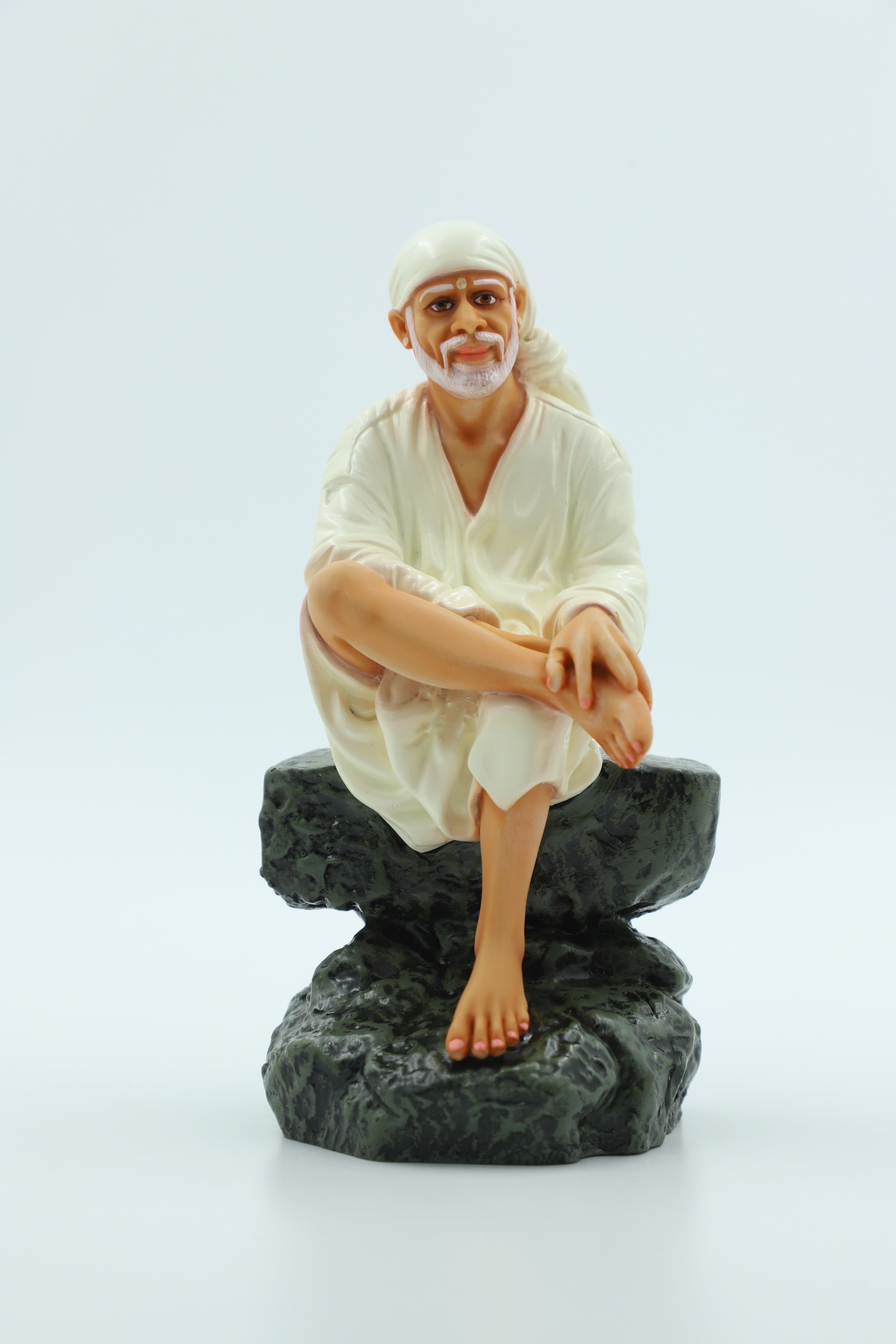 ✨Hemant art Shirdi Sai Baba Idol,Statue,Murti Sitting On Stone Resin Fiber Statue - 6.5 Inche