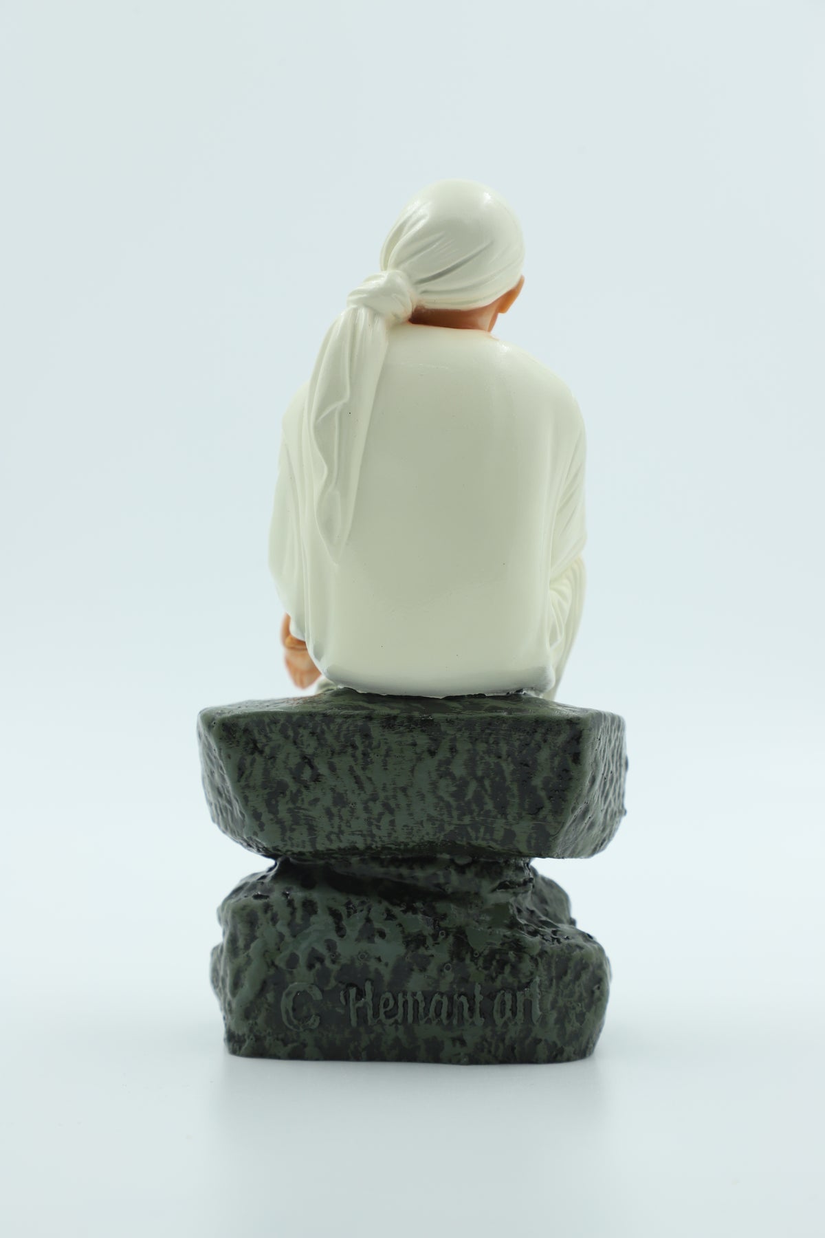Sai Baba Idol Sitting On Stone - 2 No Yellow 6.5 Inch Hemant Art