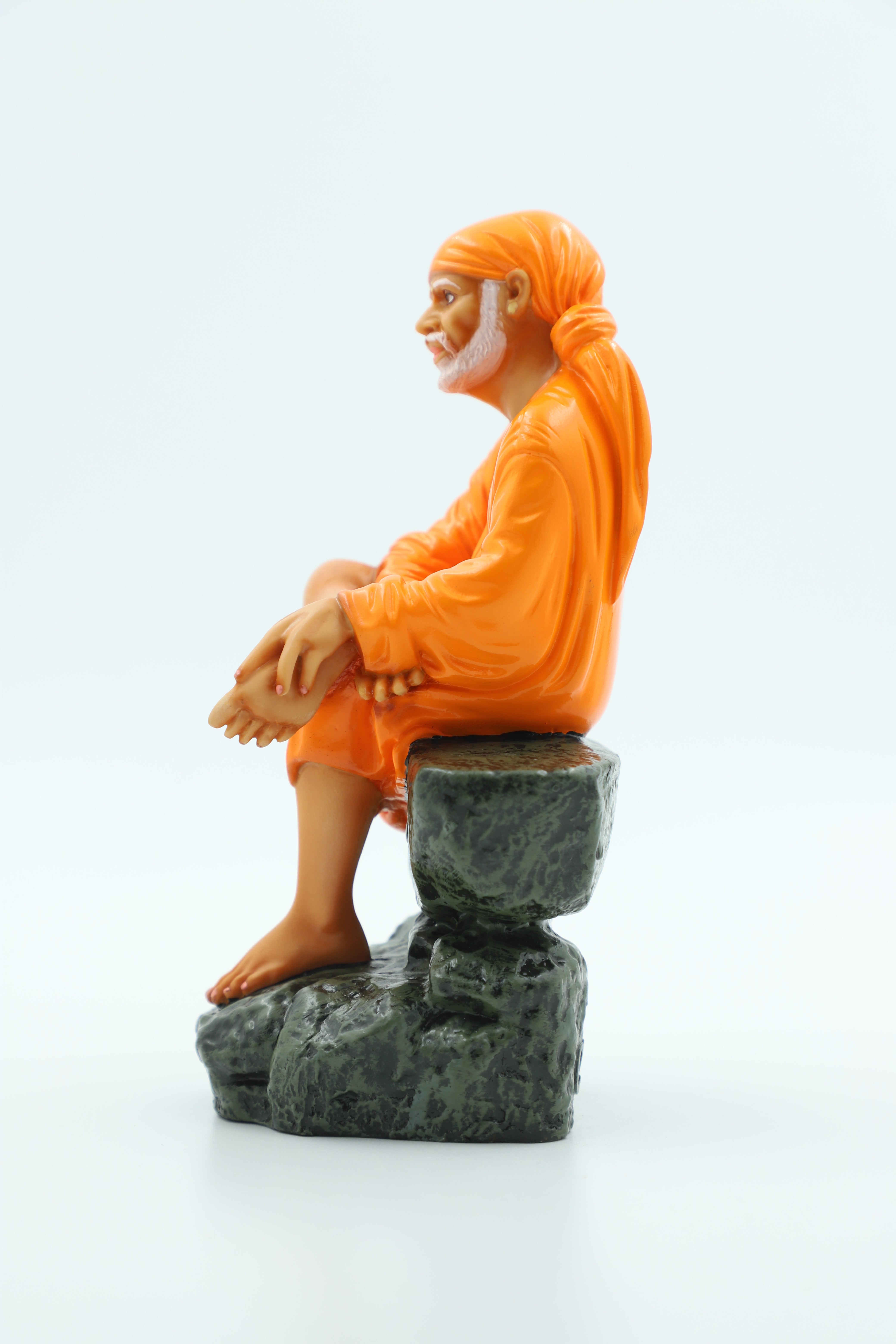 ✨Hemant art Shirdi Sai Baba Idol,Statue,Murti Sitting On Stone Resin Fiber Statue - 6.5 Inche