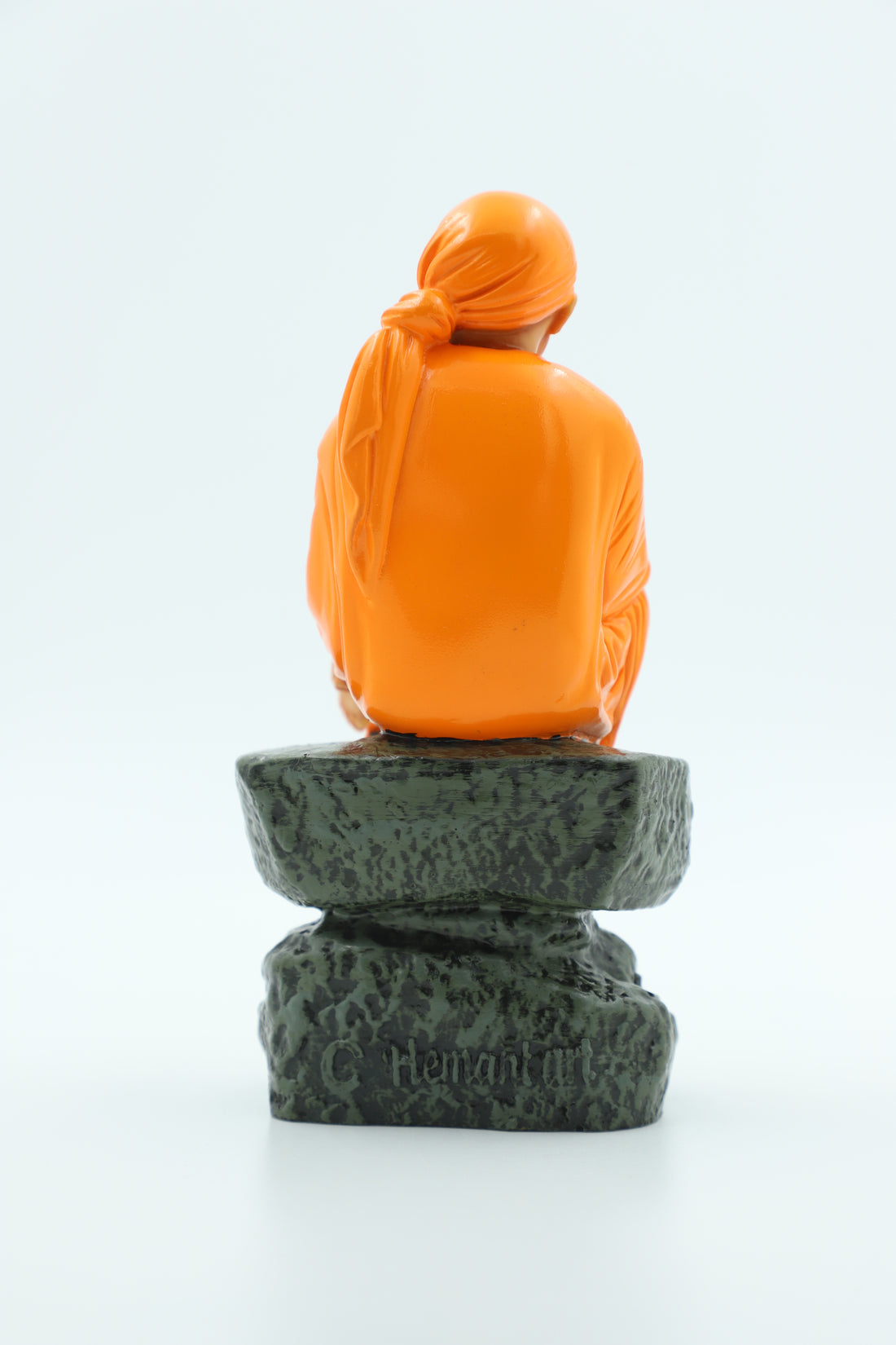 Sai Baba Idol Sitting On Stone - 2 No Yellow 6.5 Inch Hemant Art