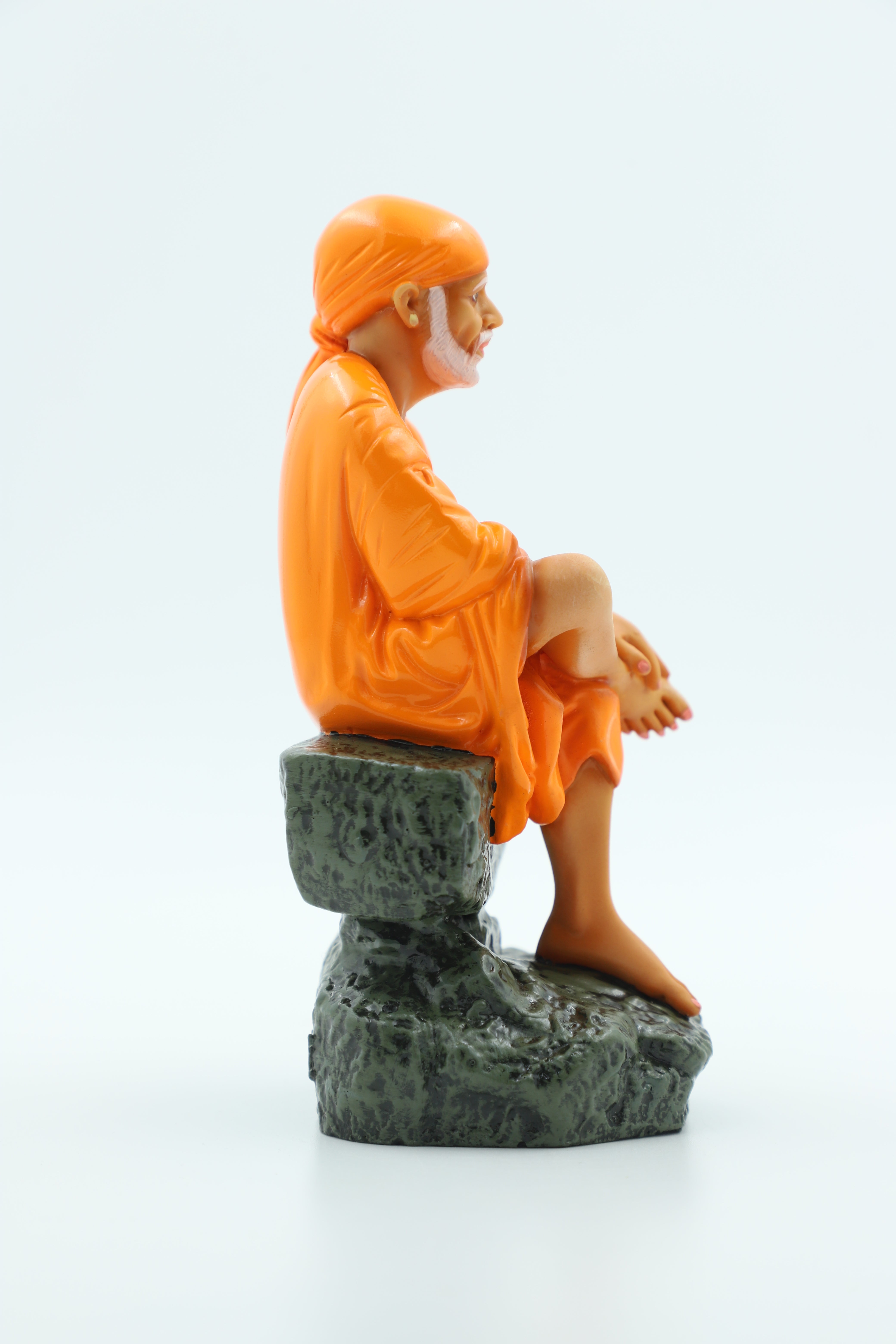 ✨Hemant art Shirdi Sai Baba Idol,Statue,Murti Sitting On Stone Resin Fiber Statue - 6.5 Inche