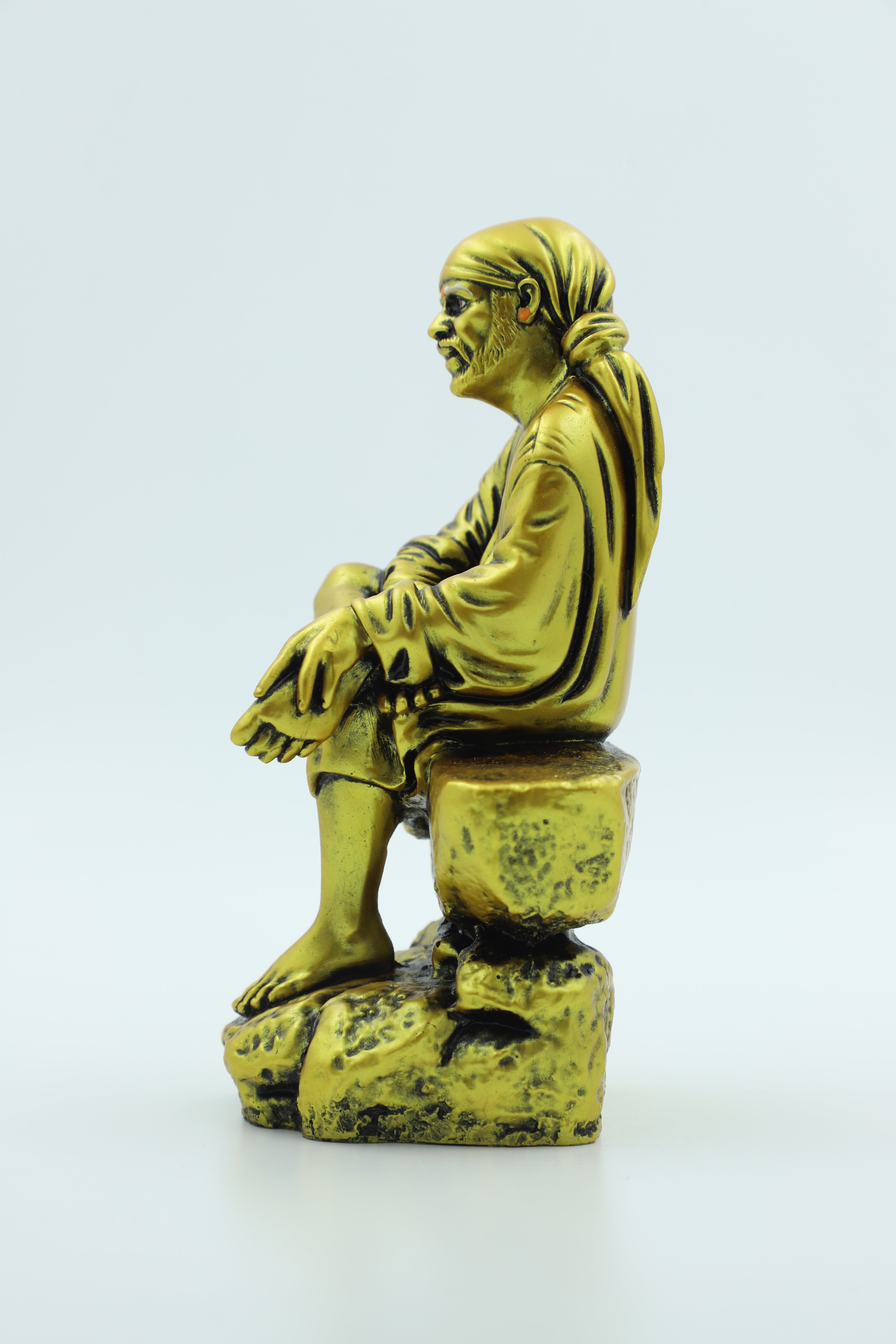 ✨Hemant art Shirdi Sai Baba Idol,Statue,Murti Sitting On Stone Resin Fiber Statue - 6.5 Inche