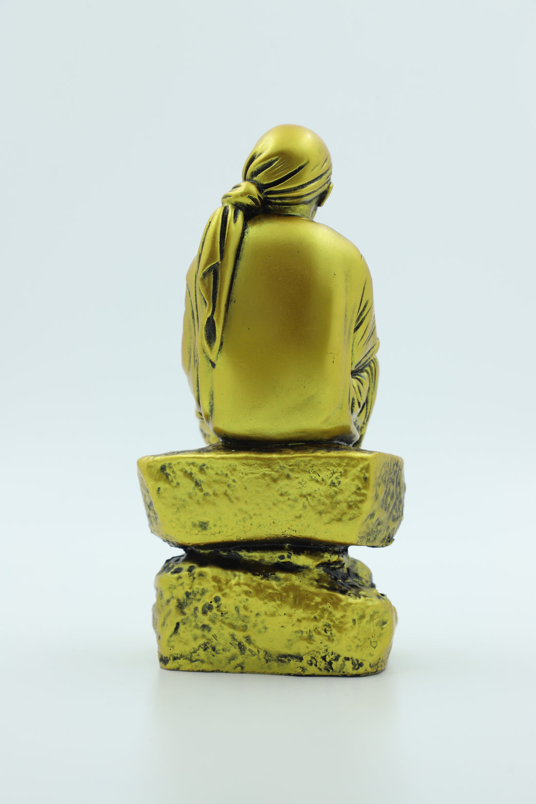 Sai Baba Idol Sitting On Stone - 2 No Yellow 6.5 Inch Hemant Art