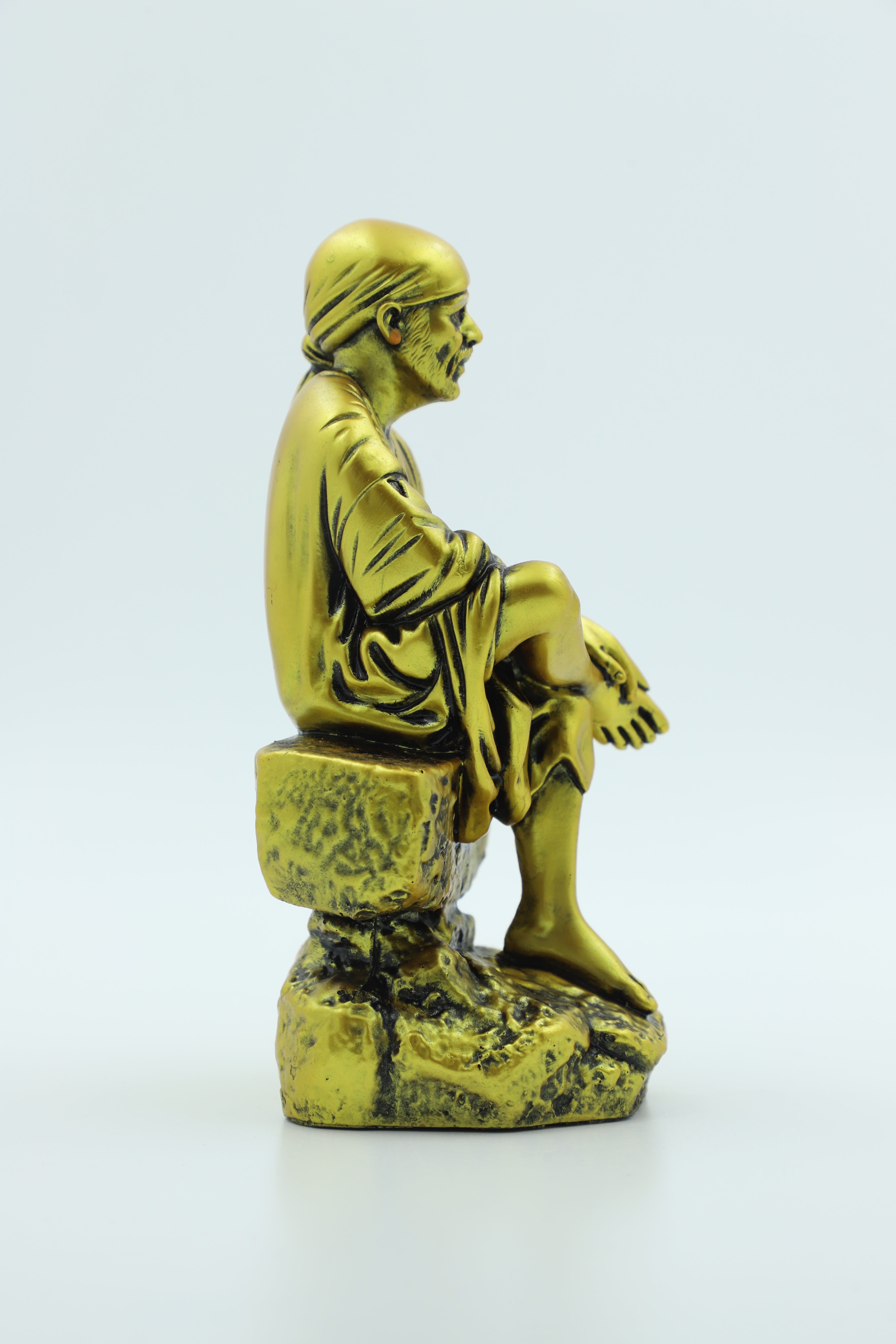 ✨Hemant art Shirdi Sai Baba Idol,Statue,Murti Sitting On Stone Resin Fiber Statue - 6.5 Inche