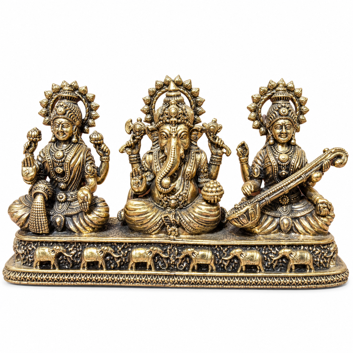 Laxmi Ganpati Saraswati Idol Brass