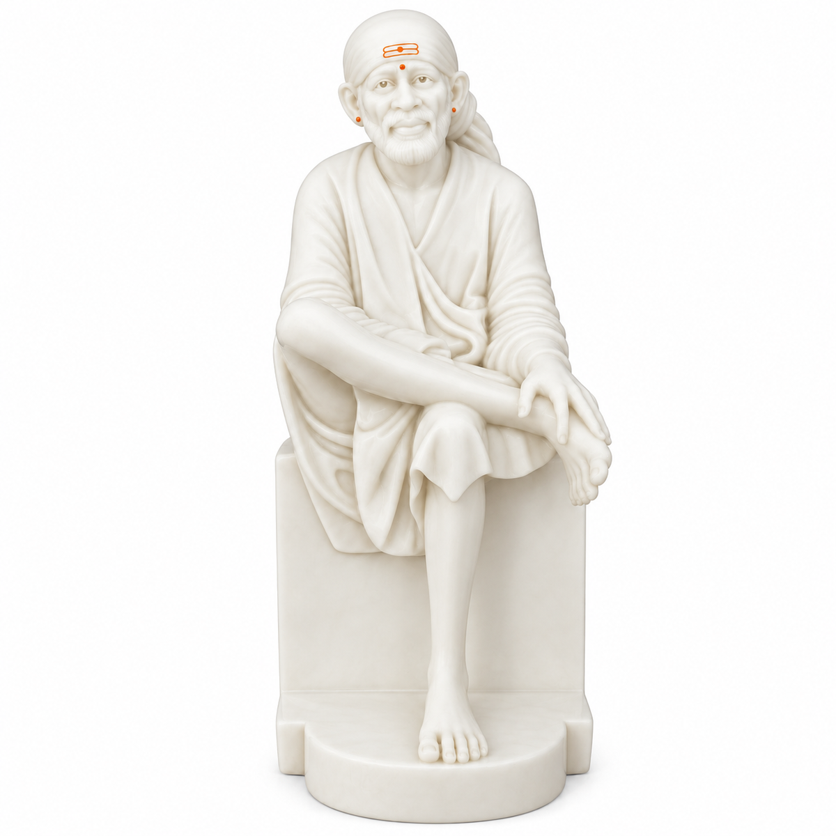 Saibaba Sitting On Stone Glossy Matt Idol 8no