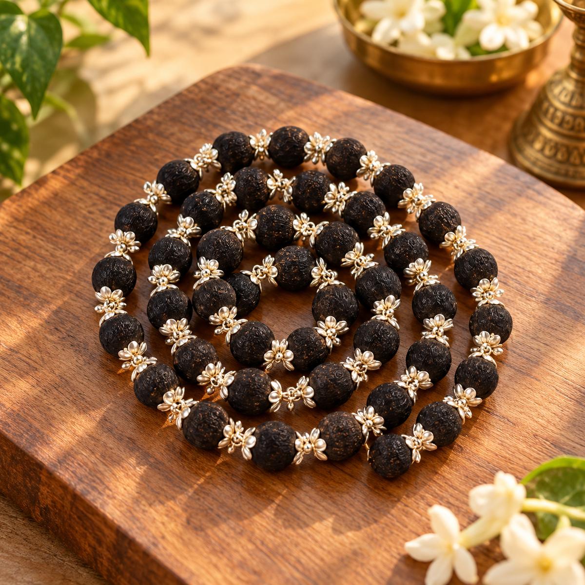 Natural Karungali Mala Silver