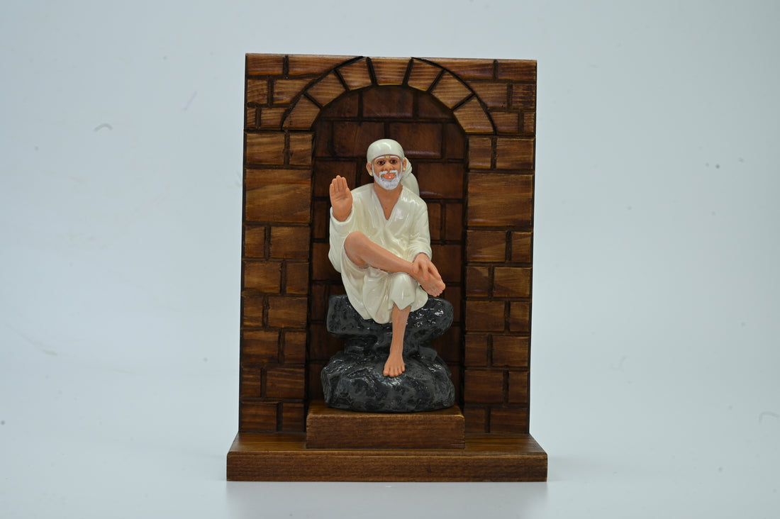 Sai Baba Statue with Wooden Stand – Ashirwad Hemant Art