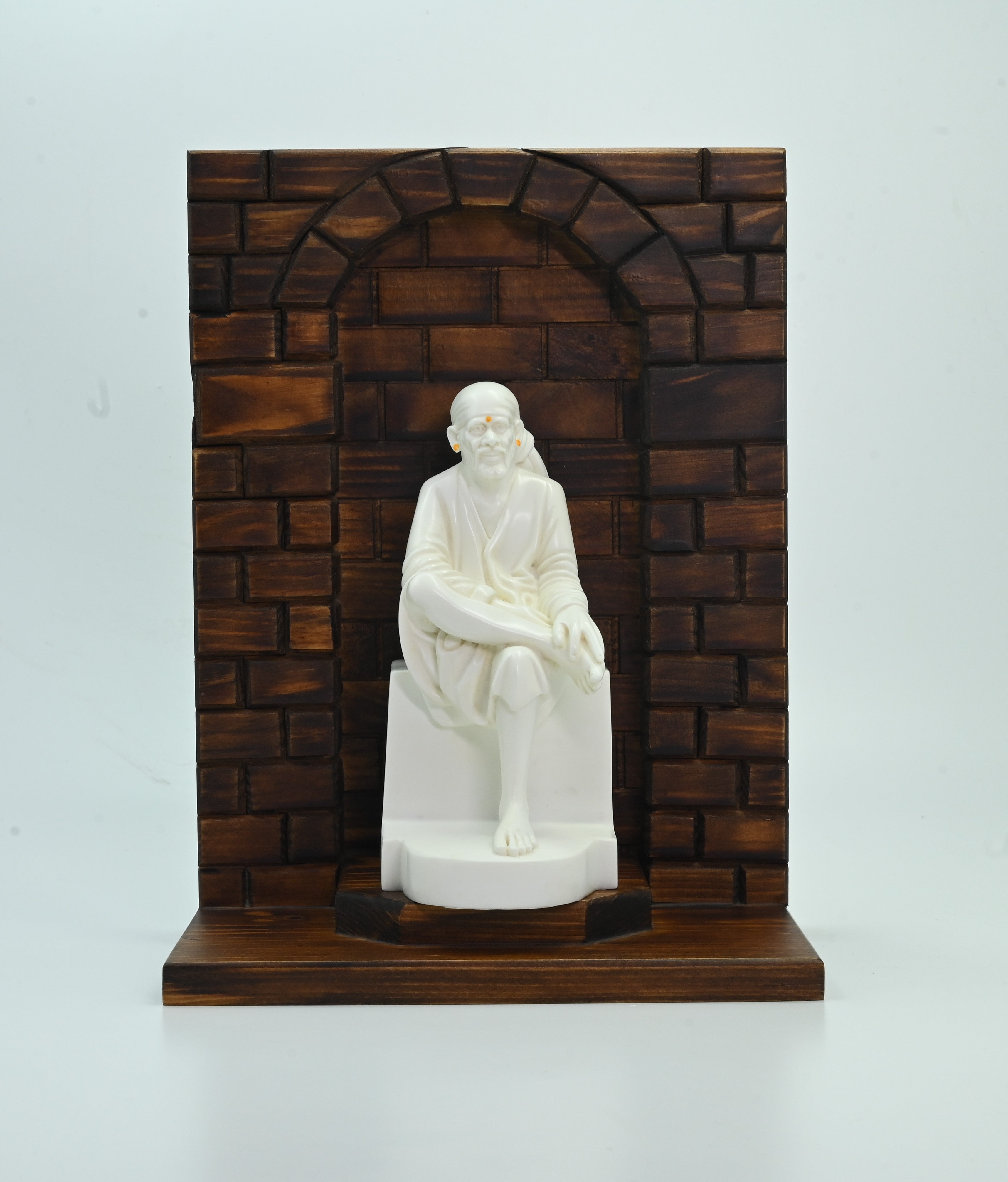 🕉️ "Hemant Art Shirdi Sai Baba Statue with Wooden Stand – Ashirwad  🙌(Blessing) Hand"