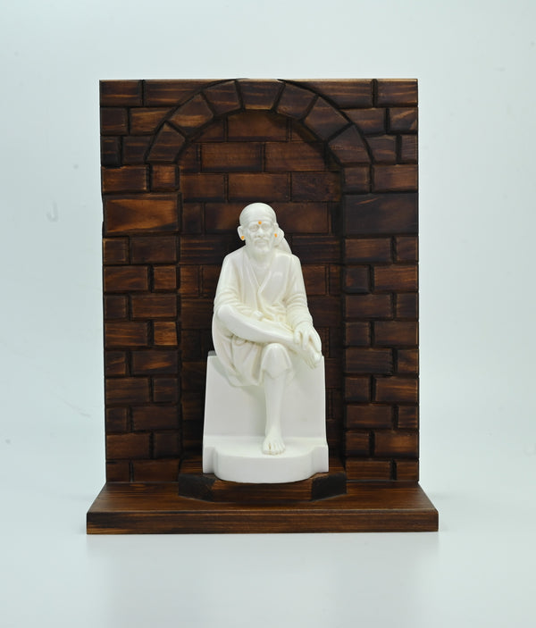 Sai Baba Statue with Wooden Stand – Ashirwad Hemant Art
