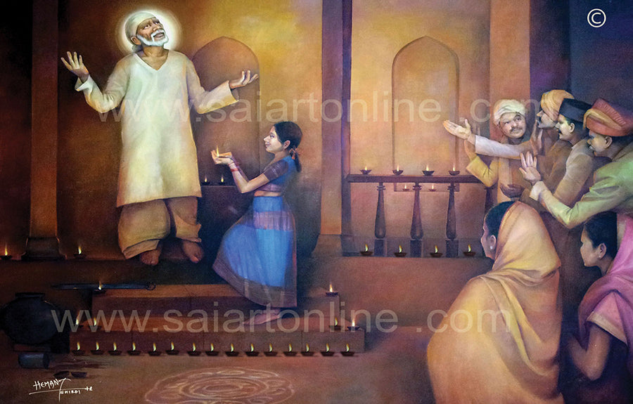 Saibaba Blesses Diwali Canvas Print