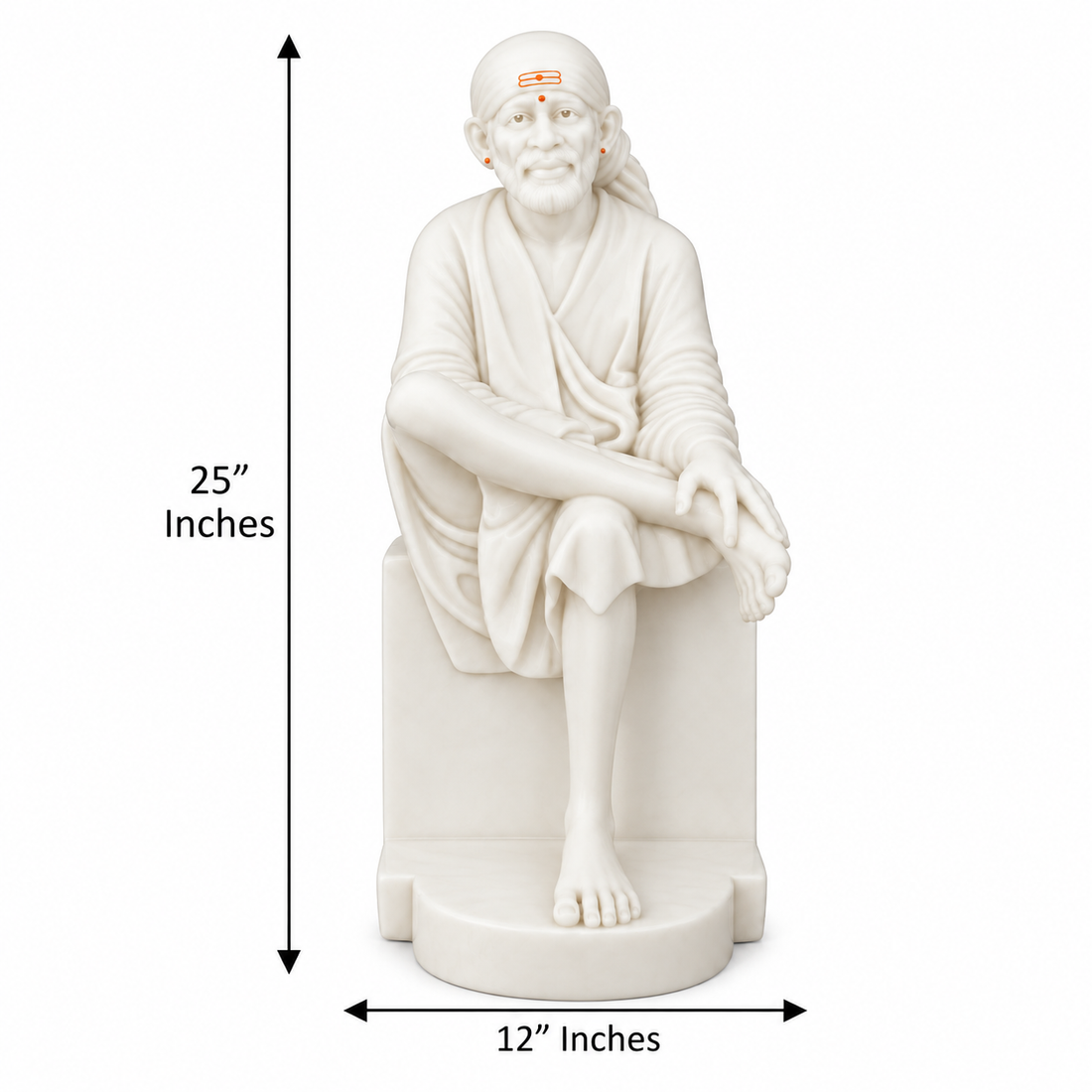 Saibaba Sitting On Stone Glossy Matt Idol 8no