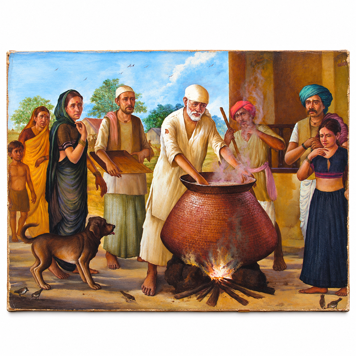 Sai Baba Cooking Food in Dwarkamai Canvas Print