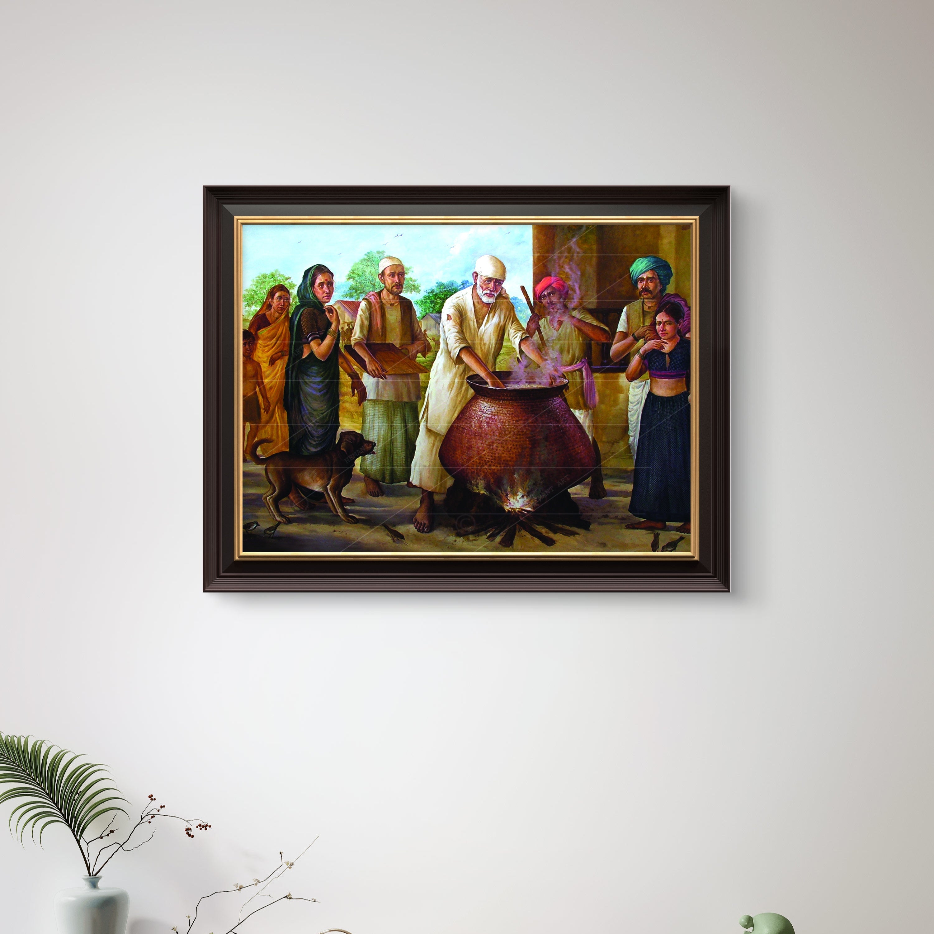 Sai Baba Cooking Food in Dwarkamai Canvas Print