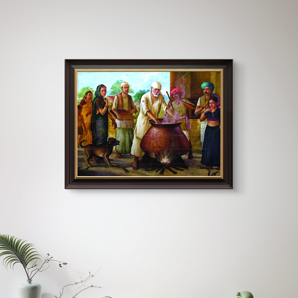 Sai Baba Cooking Food in Dwarkamai Canvas Print