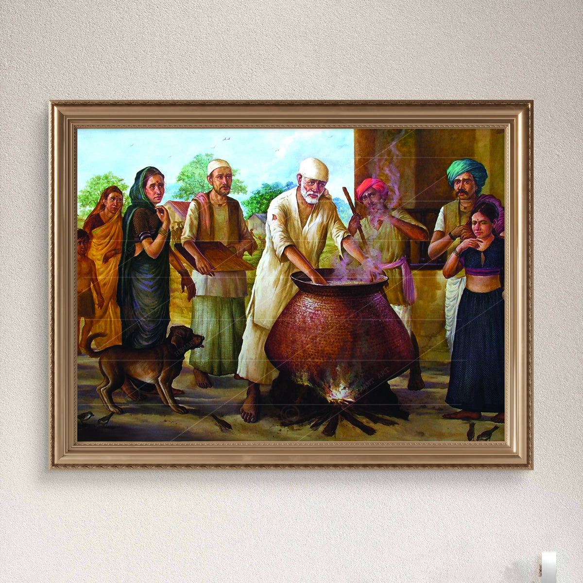 Sai Baba Cooking Food in Dwarkamai Canvas Print