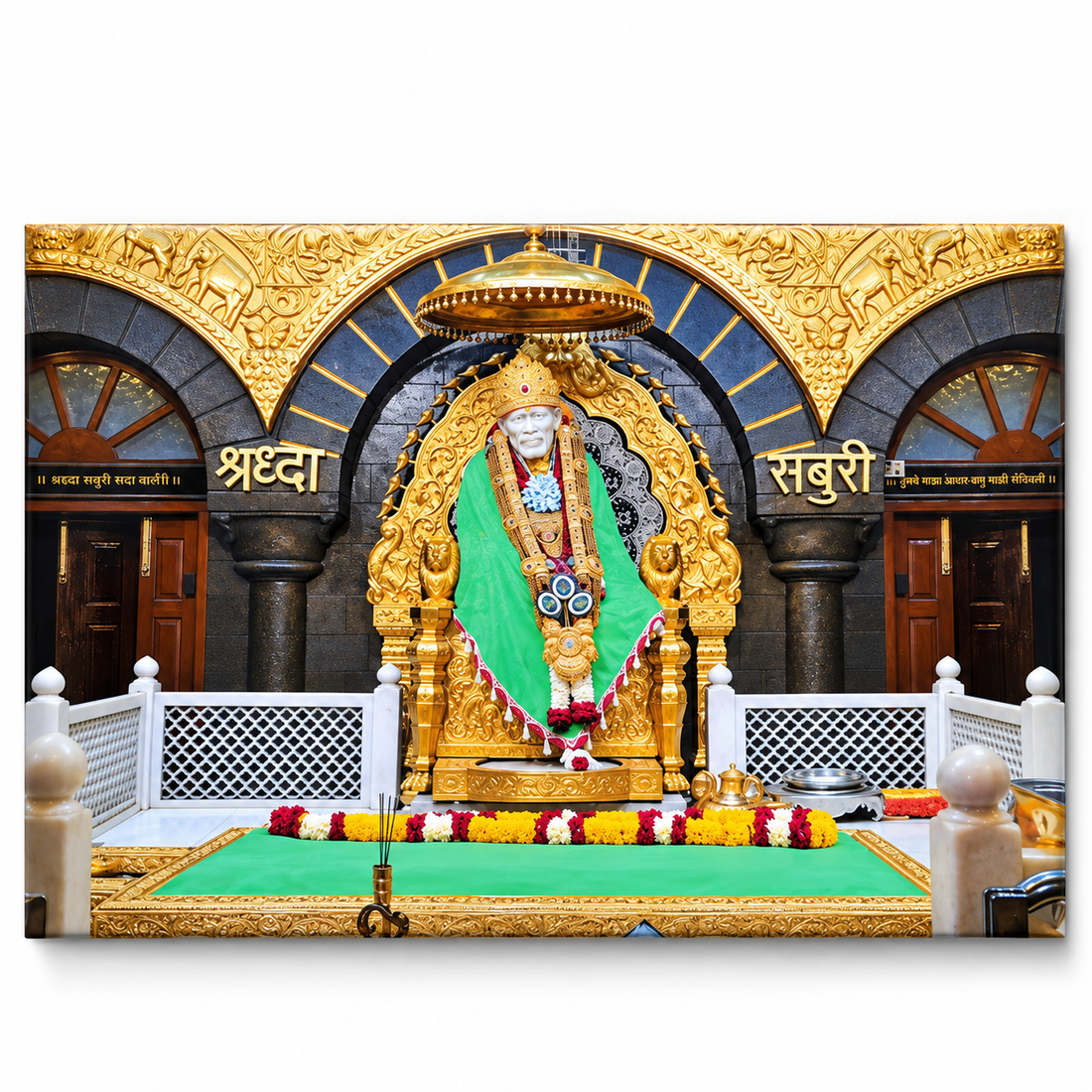 Sai Baba Green Samadhi Photo Canvas Print