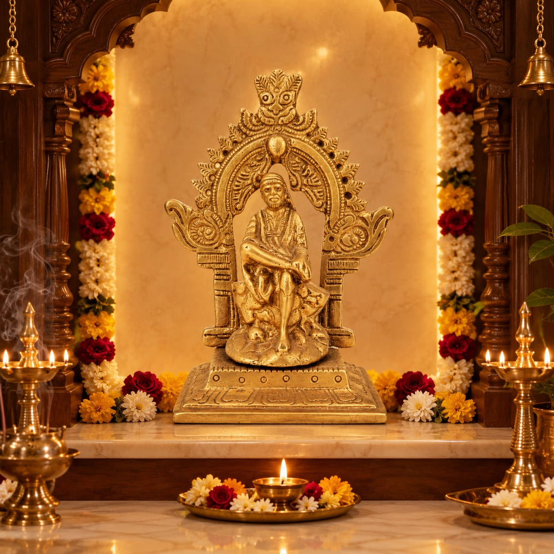 Sai Baba Idol with Ornate Arch