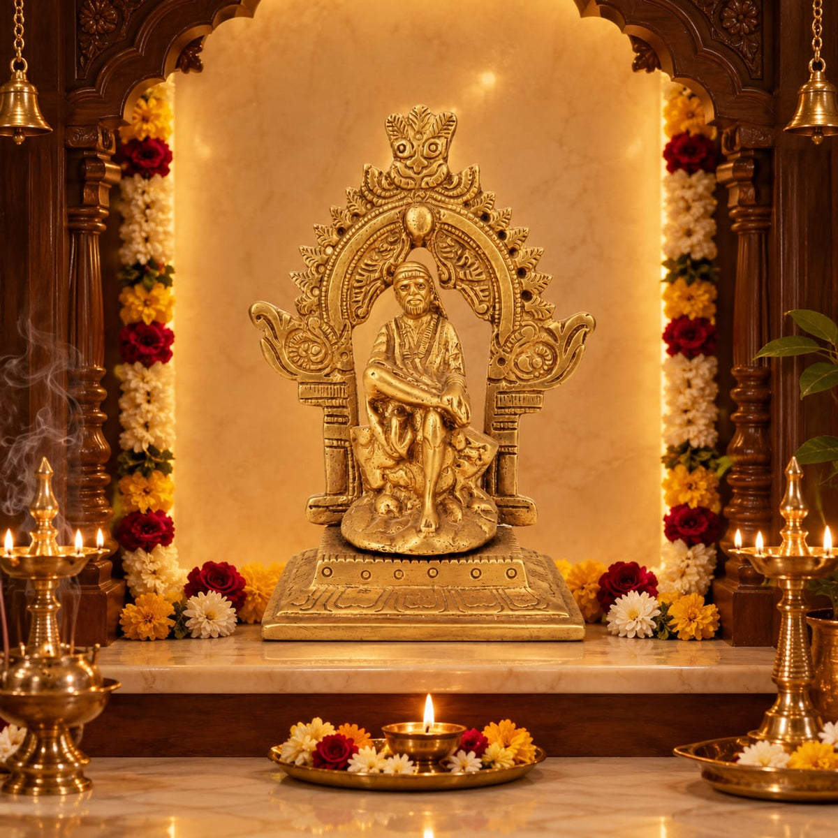 Sai Baba Idol with Ornate Arch