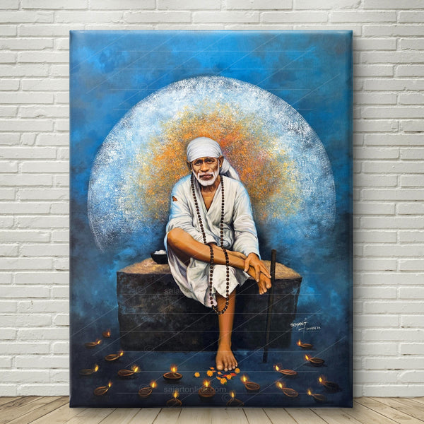 Sai Baba Original Photo Sitting on Stone