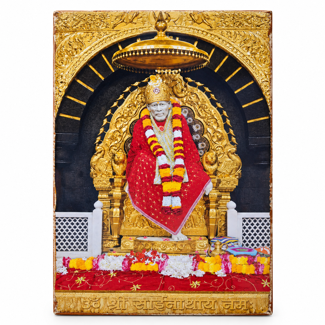 Sai Baba Red Samadhi Photo Canvas Print