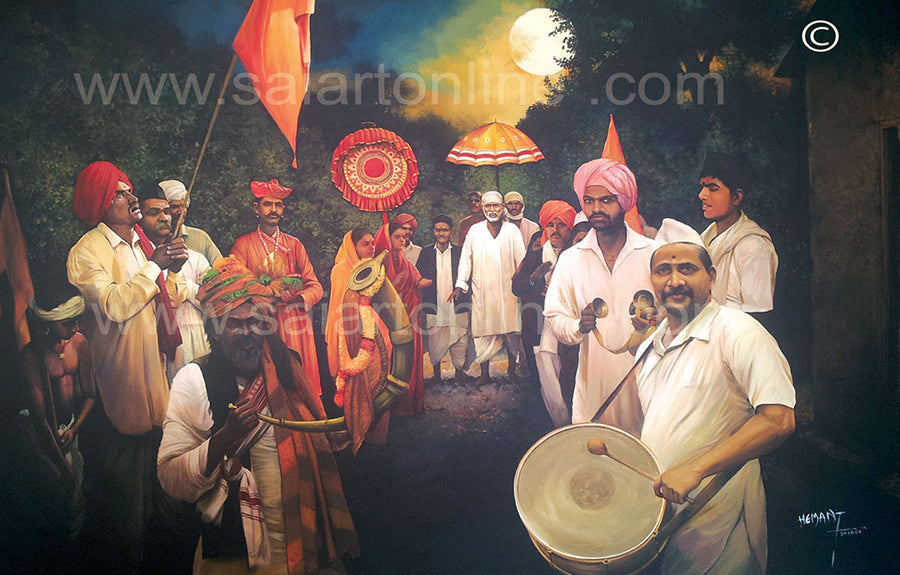 🖼️ Hemant Art Shirdi Sai Baba  Photo Frame Canvas Painting/Canvas Wall Art – Spiritual Home Decor for Puja Room & Meditation Space Success Active