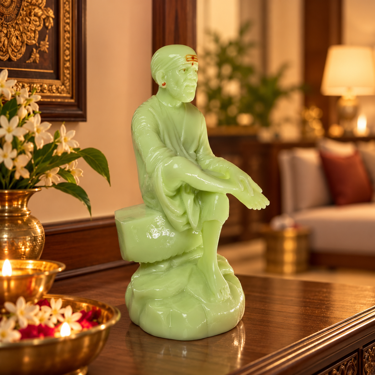 Saibaba Sitting On Stone Radium Idol 3no