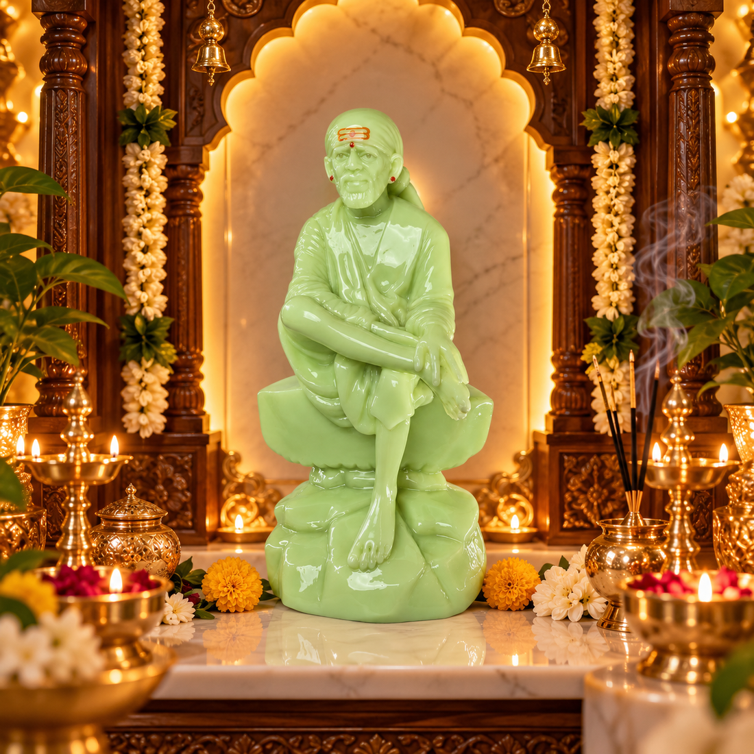 Saibaba Sitting On Stone Radium Idol 3no
