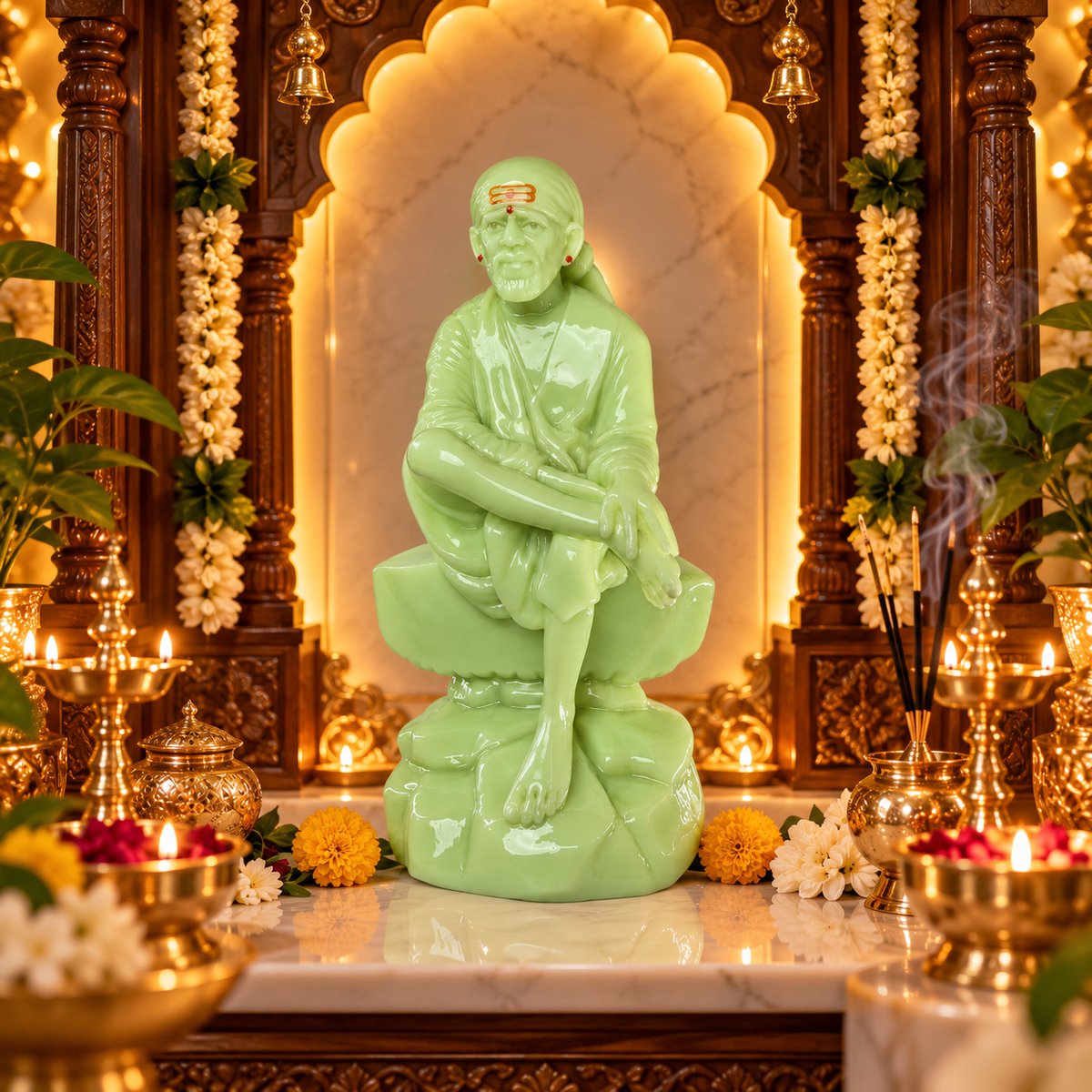 Saibaba Sitting On Stone Radium Idol 3no