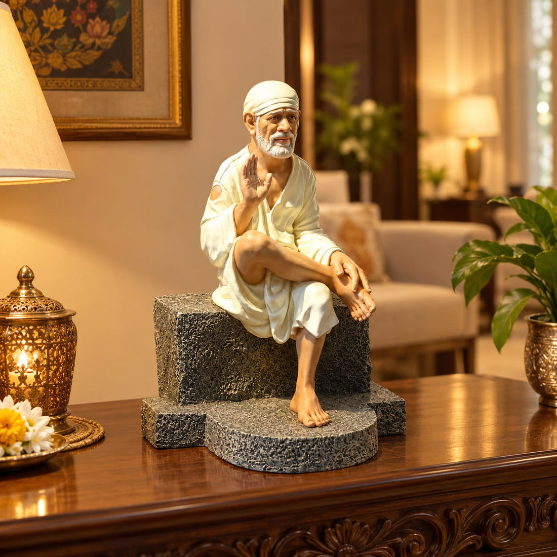 Saibaba Ashirwad on Stone Resin Statue