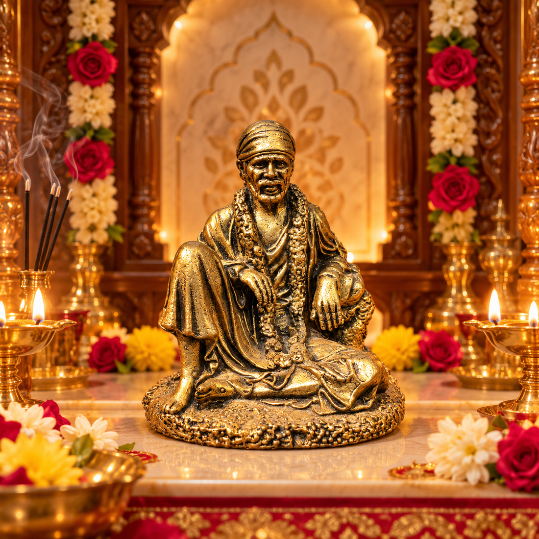 Saibaba Dwarkamai Idol Brass
