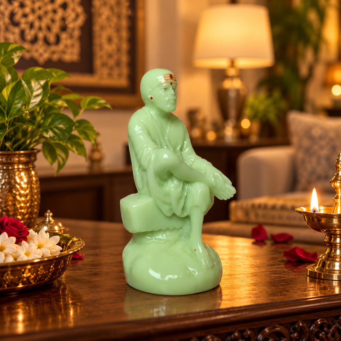 Saibaba Sitting On Stone Radium Idol 0no