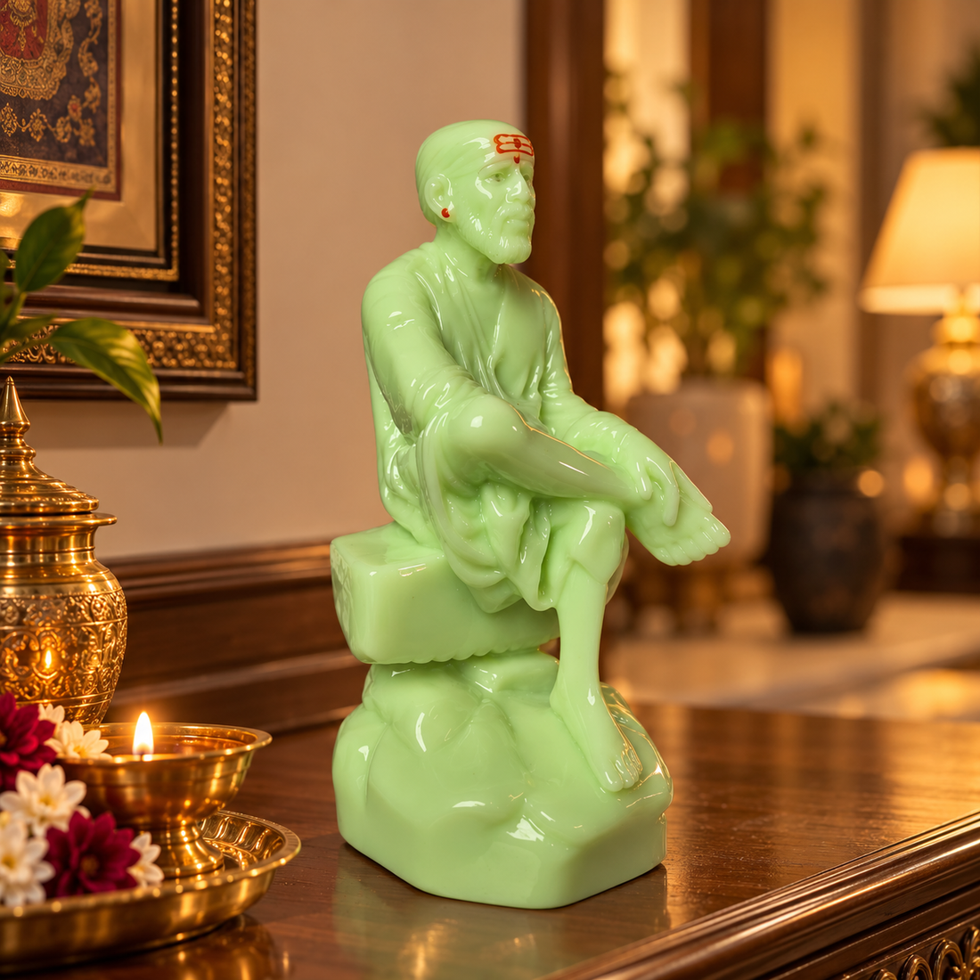 Saibaba Sitting On Stone Radium Idol 2no