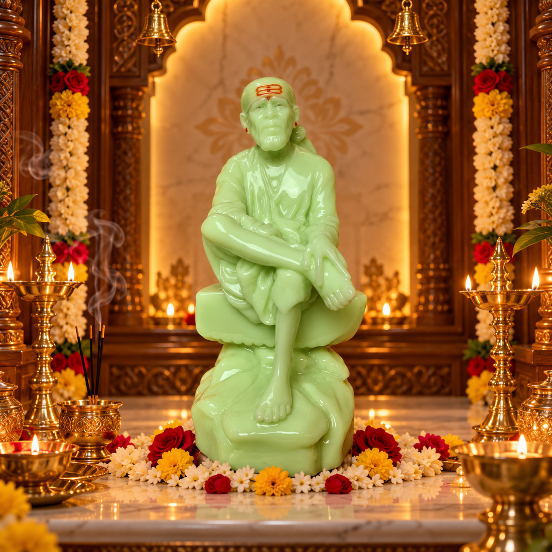Saibaba Sitting On Stone Radium Idol 2no