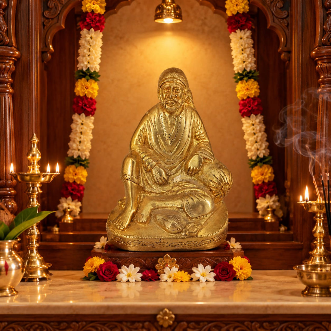 Saibaba Dwarkamai Brass Idol