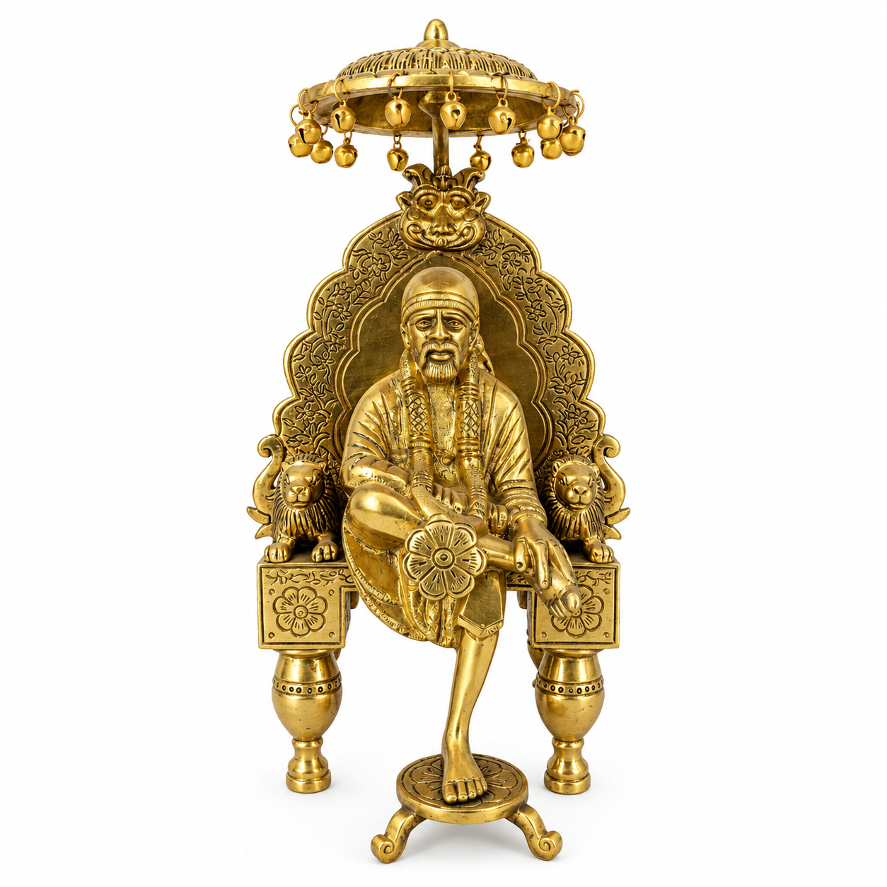 Saibaba Idol with Throne Brass