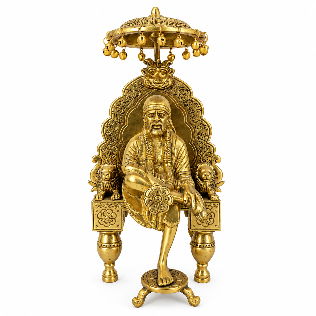Saibaba Idol with Throne Brass