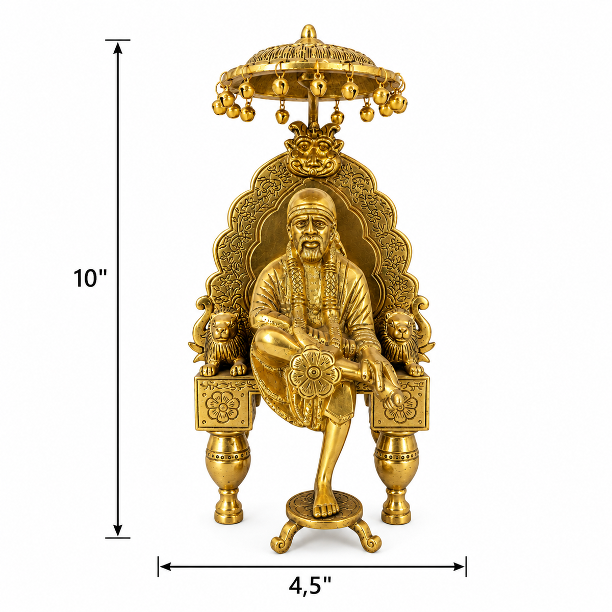 Saibaba Idol with Throne Brass