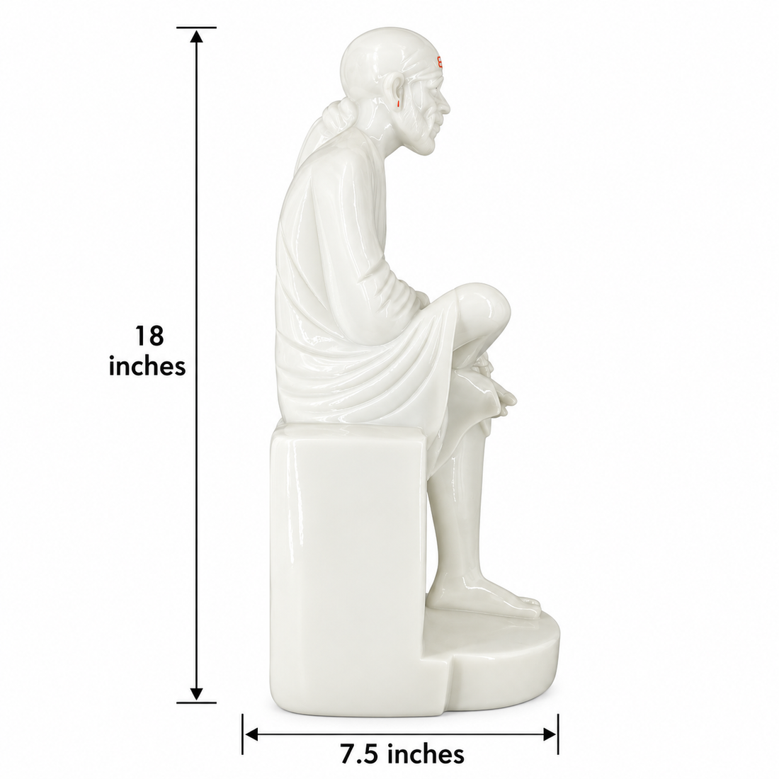 Saibaba Sitting on Stone Glossy Marble Idol 6no