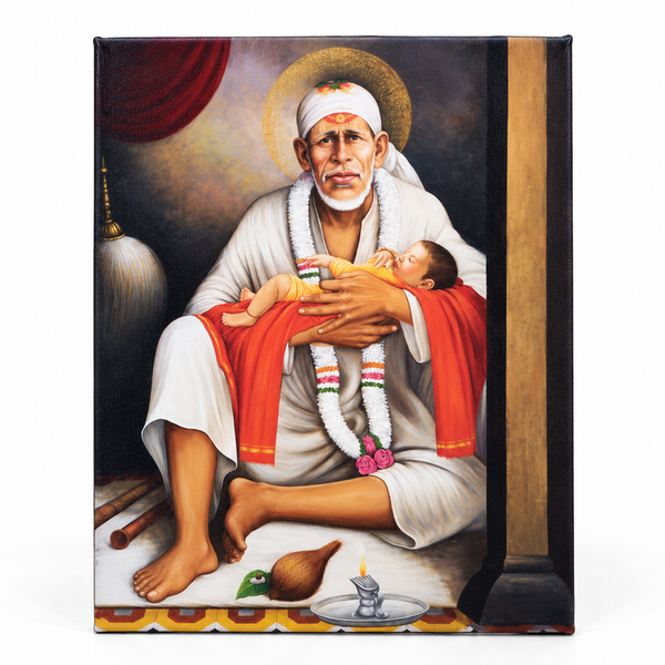 Saibaba Original Dwarkamai Photo Canvas Reprint | Hemant Art