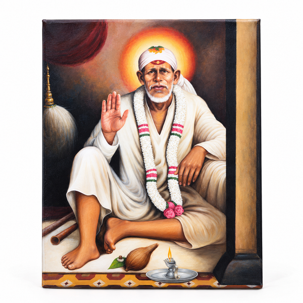 Saibaba Original Dwarkamai Photo Canvas Reprint | Hemant Art