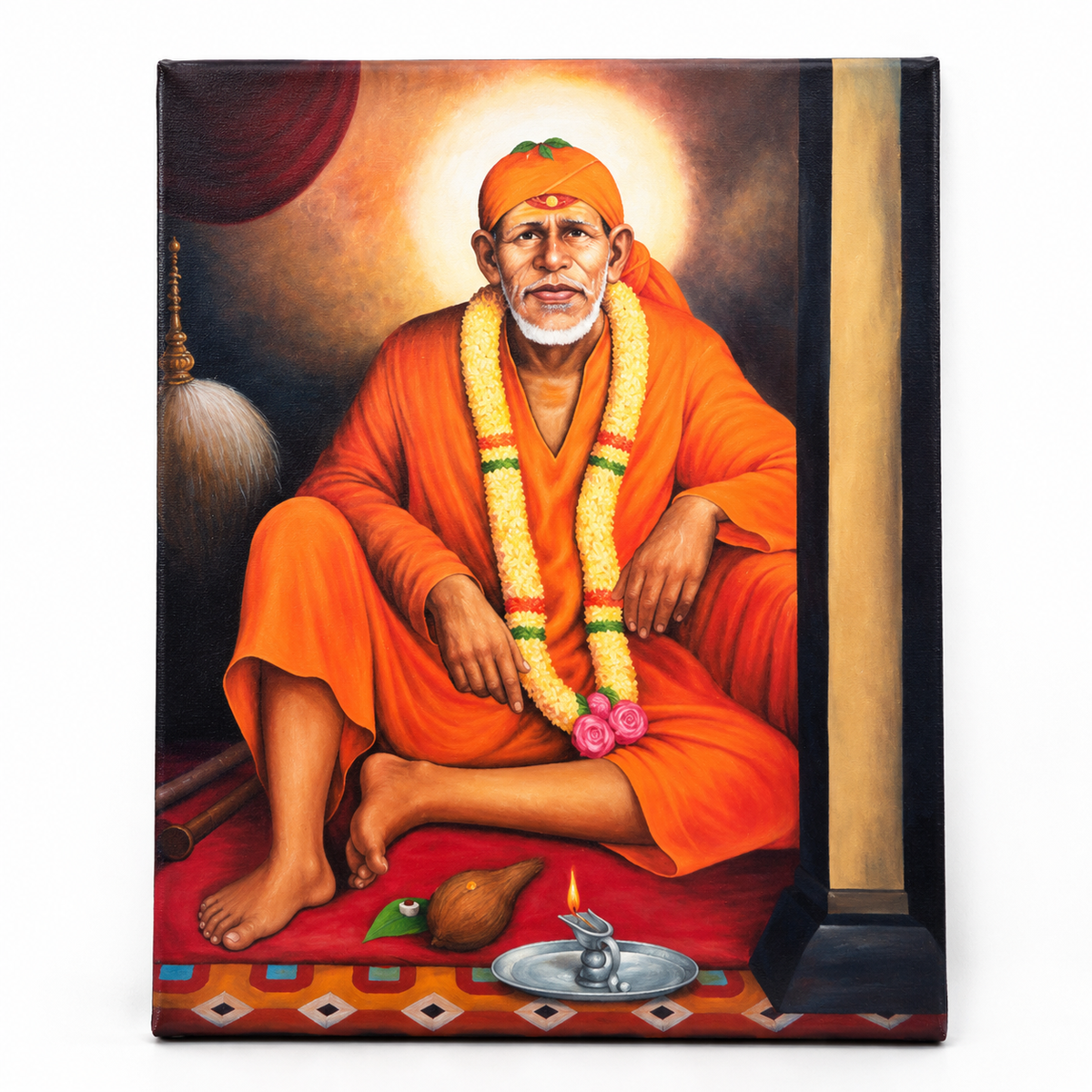Saibaba Original Orange Dwarkamai Canvas Reprint | Hemant Art