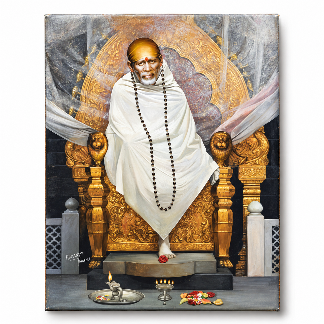 Saibaba Samadhi Canvas Print, Golden Sitting