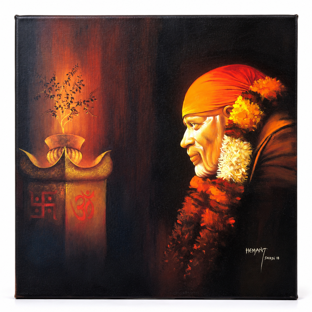 Saibaba Side Window Face Canvas Print Hemant Art