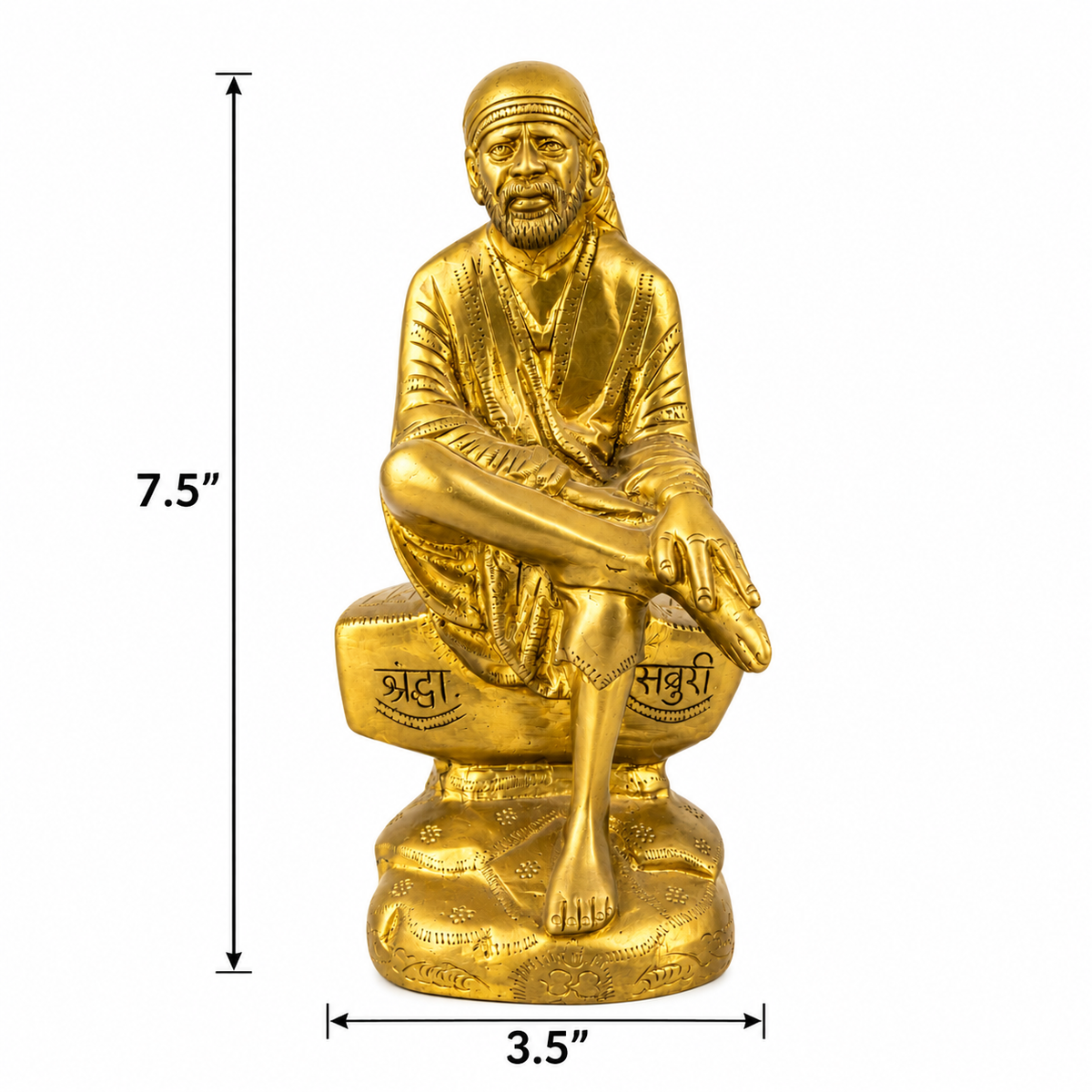 Saibaba Sitting On Stone Brass Idol