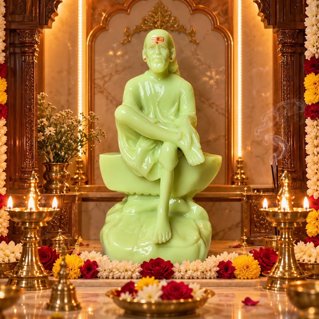 Saibaba Sitting On Stone Radium Idol 4no
