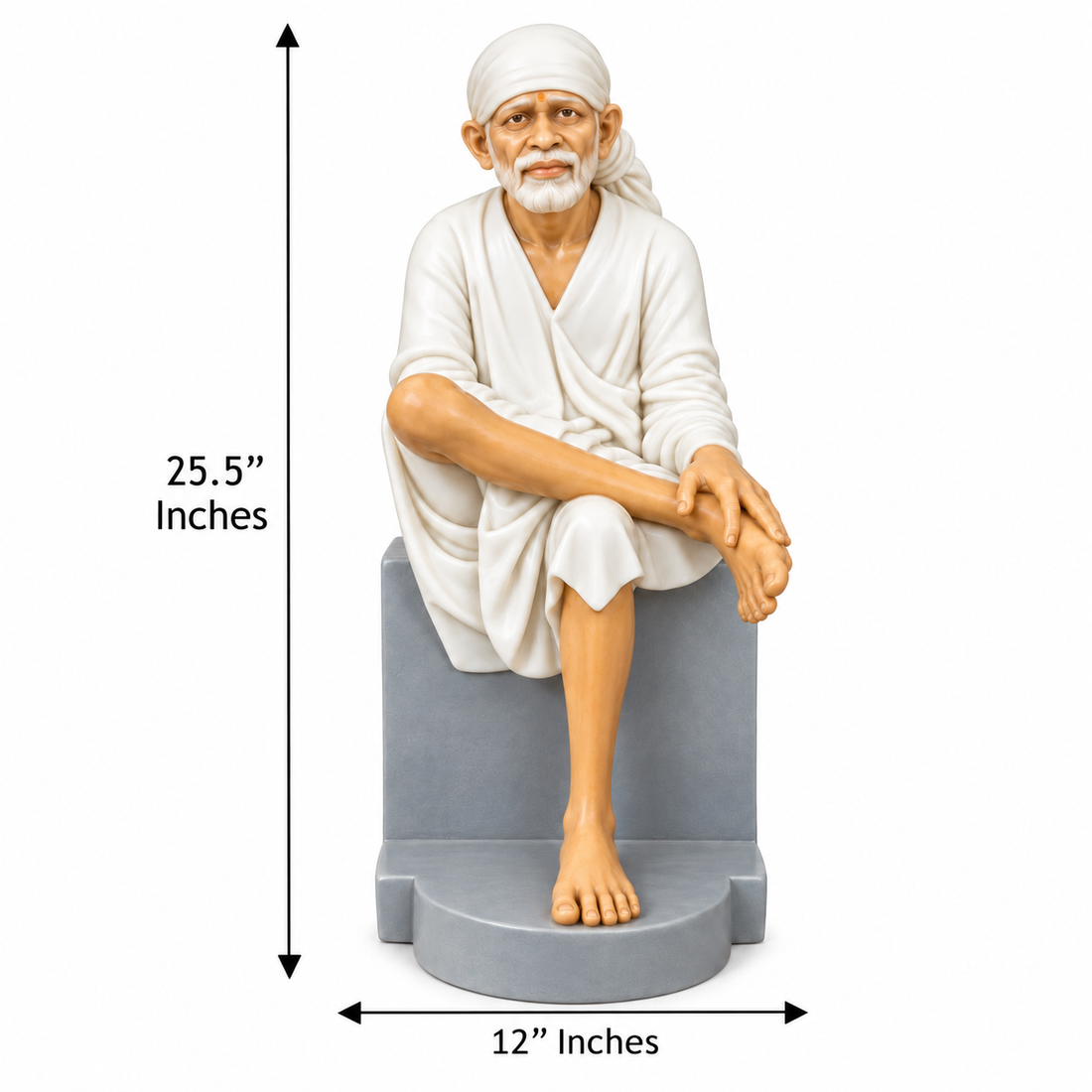Saibaba Sitting On Stone Statue