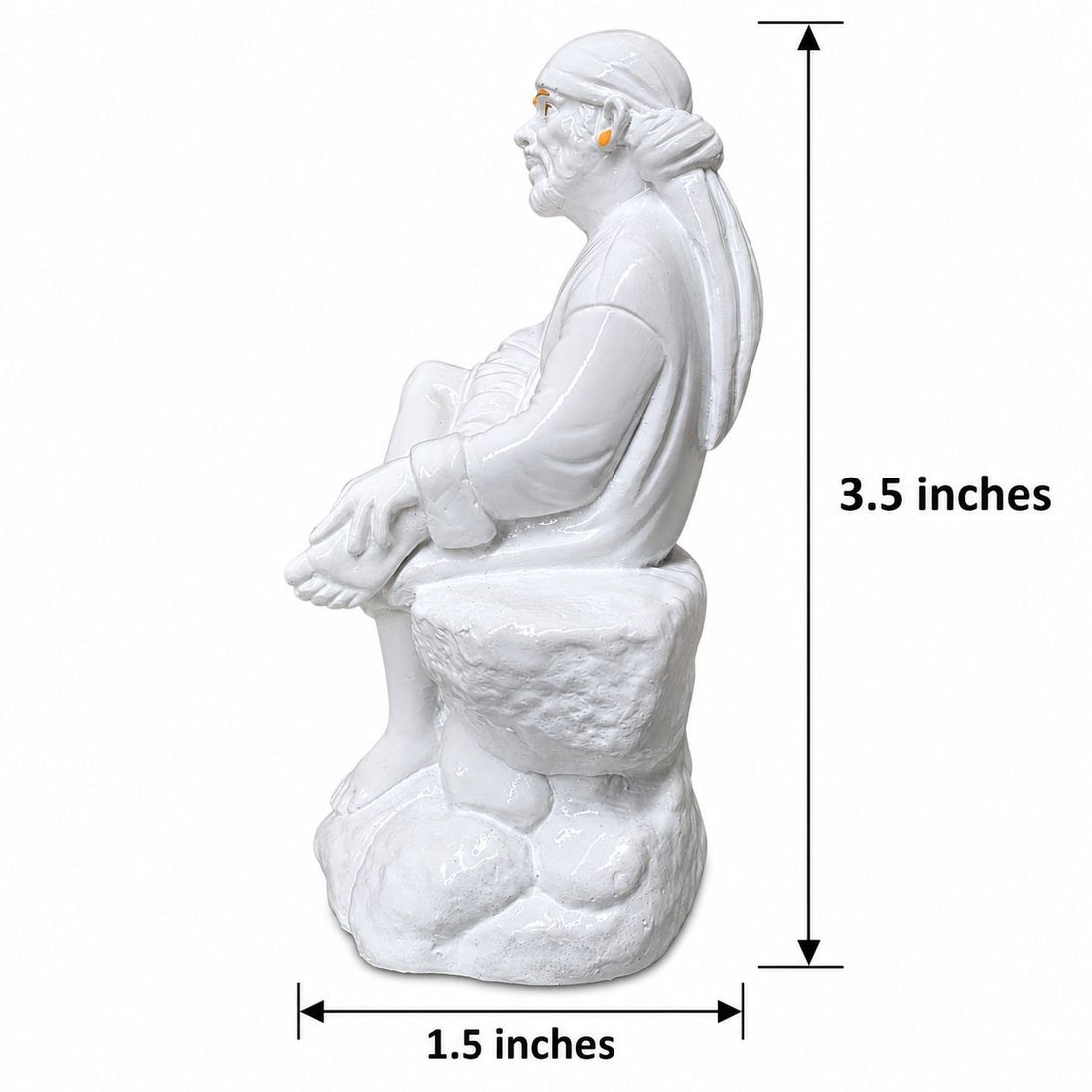 Saibaba Sitting on Stone Porcelain Idol 0 No
